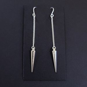 Silver Spike Chain Drop Earrings